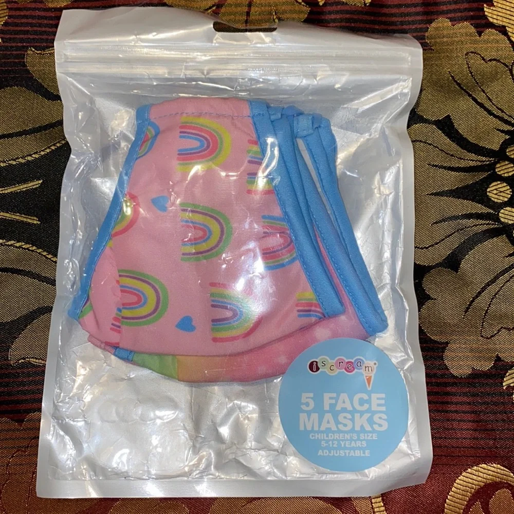 💖💛💙NWT iScream 5 - 3 Layer Face Masks w/Pocket for Filter & Nose Piece
